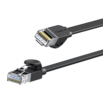 Патч-корд Baseus 3 метри RJ45 Gigabit Ethernet плоский інтернет кабель САТ6 PCWL-C01 BLACK