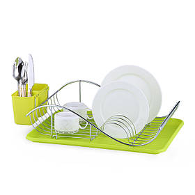 Сушарка для посуду з піддоном 52х32х13 см Kamille Зелений (2000002746997)