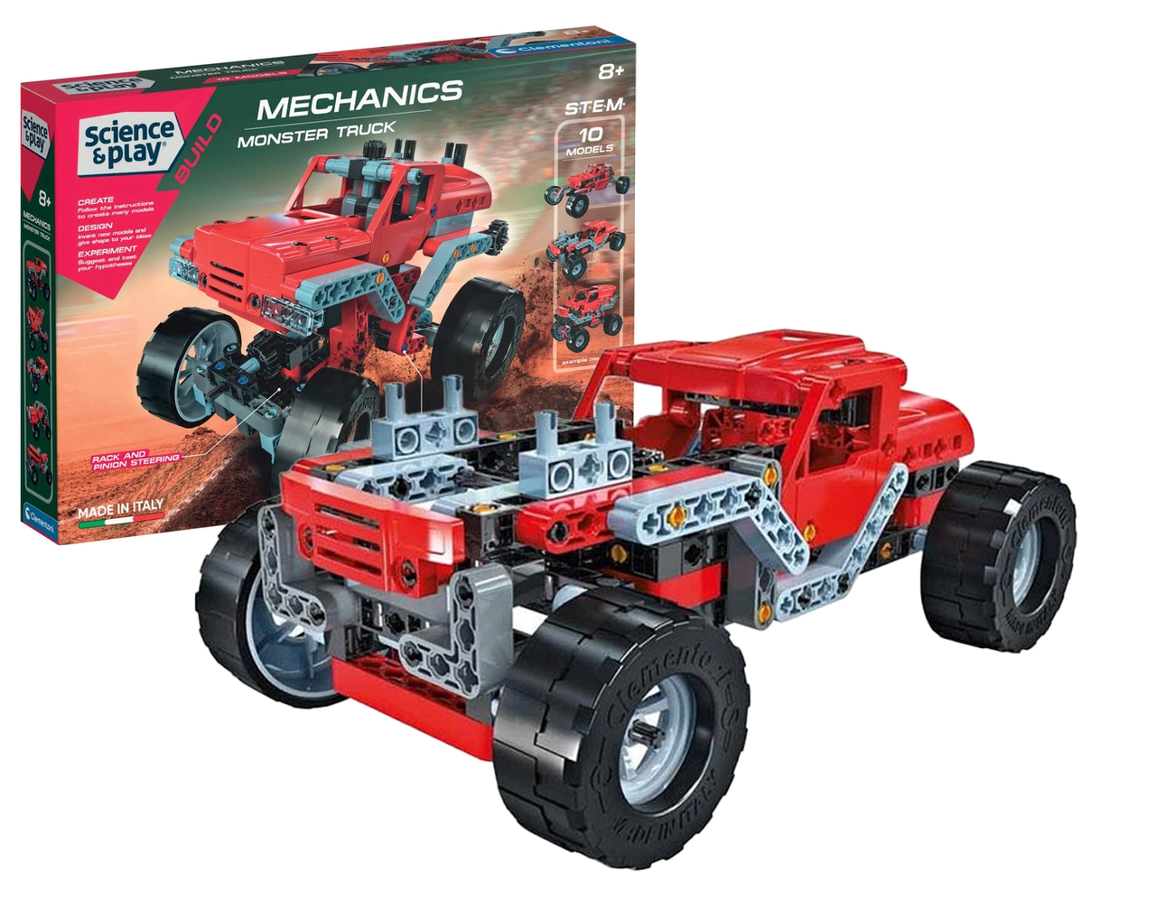 Розвиваючий конструктор Clementoni Science & Play Monster Truck 10 в 1 Лабораторія механіки -  200 деталей STEM