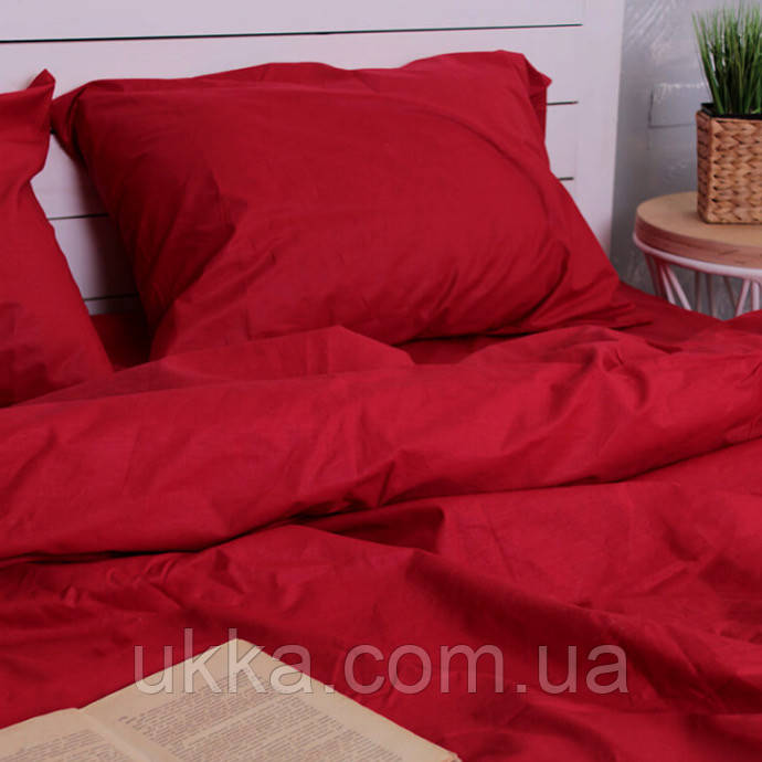 Полуторна постіль бязь бавовна однотонна червона, фото 1