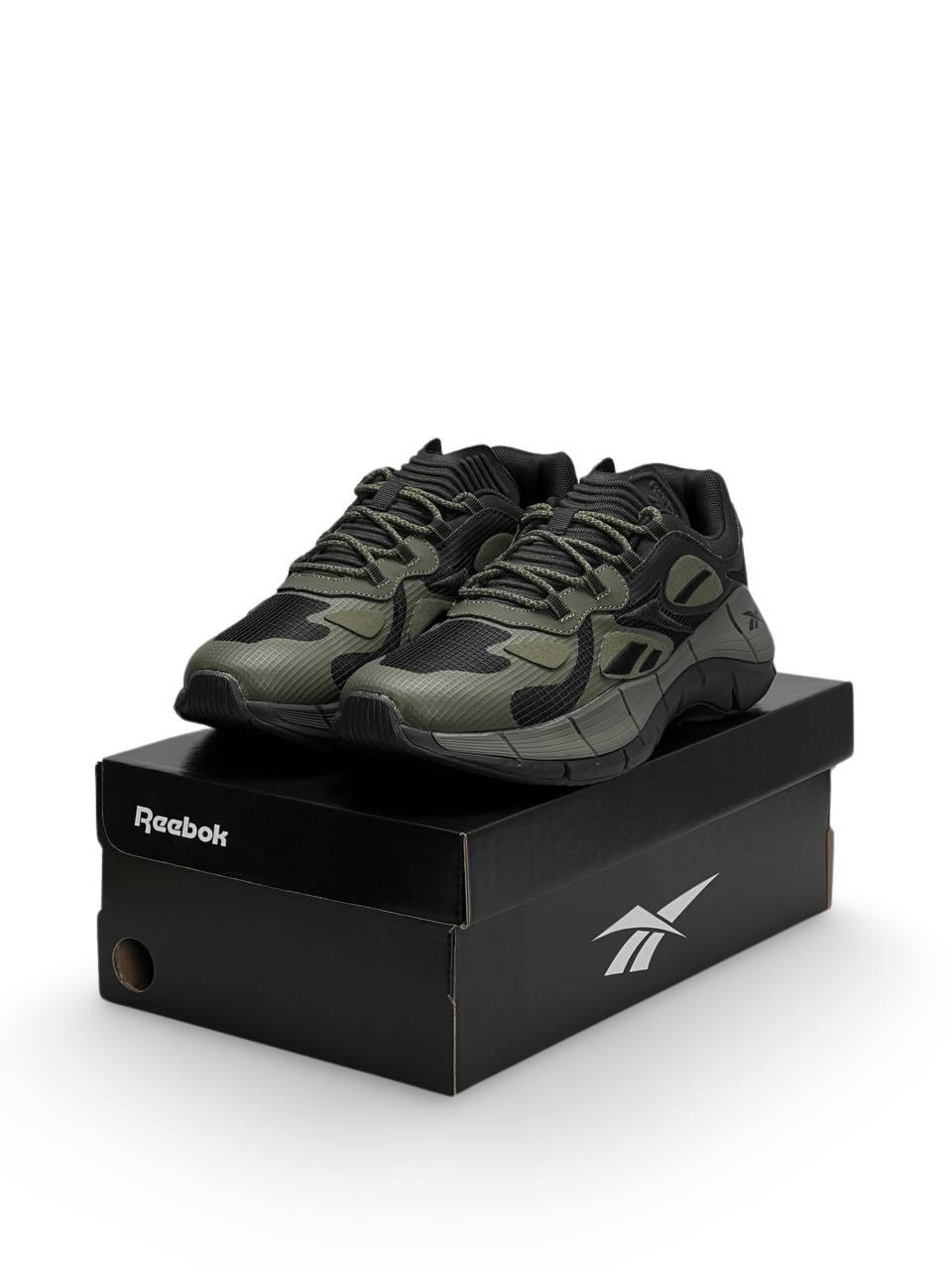 Чоловічі кросівки Reebok Zig Kinetica || Army Green Black (Хакі) Взуття Рібок Зиг Кинетика текстиль нейлон демісезон, фото 1