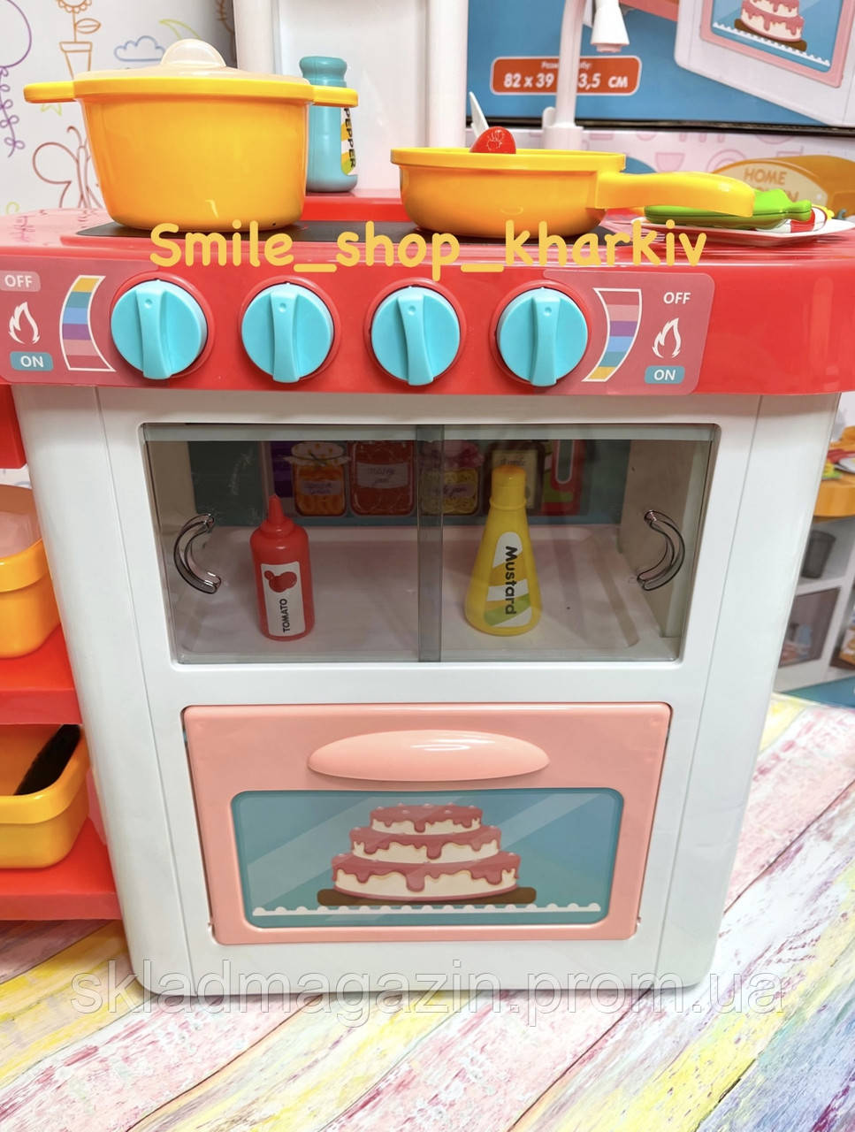 Дитяча ігрова інтерактивна кухня 82 см Limo Toy з водичкою, з посудом, зі світлом та звуком. - фото 3 - id-p2082643789