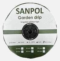 Эмиттерная лента капельного полива 1000м с расстоянием 10 см, 2.0 л/ч, 9mil, ''SANPOL'' Garden Drip