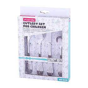 Набір дитячих столових приборів 4 предмети 16,5х2,5х20,5 (+3) см Kamille Сріблястий (2000002747222)
