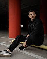 Мужской зимний спортивный костюм Nike на молнии черный | Комплект толстовка и штаны Найк (N)