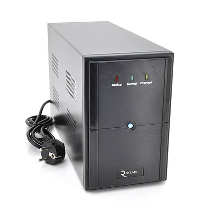 ДБЖ Ritar E-RTM1000 (600W) ELF-L, LED, AVR, 3st, 3xSCHUKO socket, 2x12V7Ah, metal Case Q2 (405*195*285) 10, фото 1
