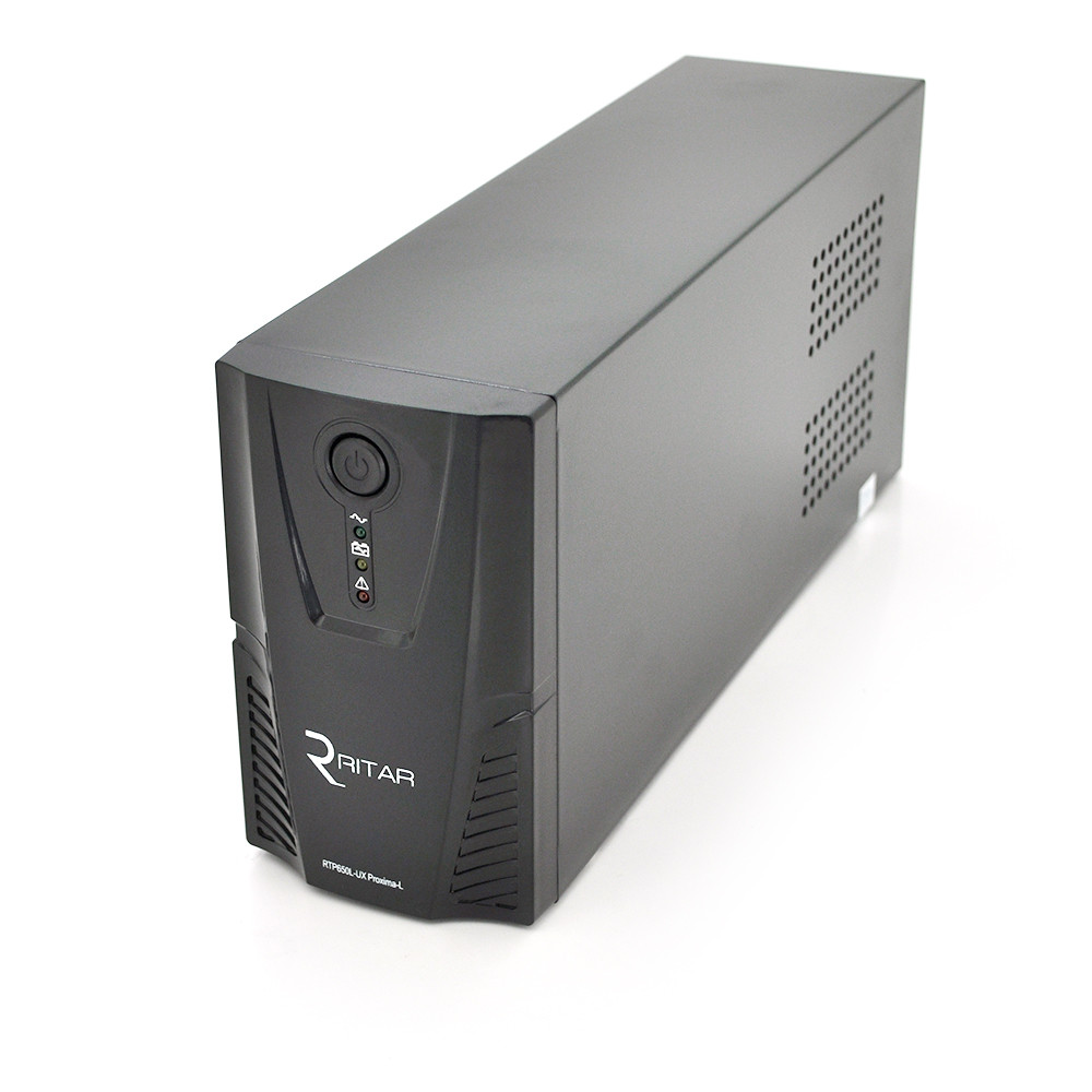 ДБЖ Ritar RTP650L-UX-IEC (390W) Proxima-L, LED, AVR, 3st, USB, 4xIEC-320 C14, 145-290Vac, 1x12V7Ah, plastik