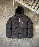Мужская зимняя куртка Nike черная короткая до -25 с капюшоном Пуховик Найк (N)