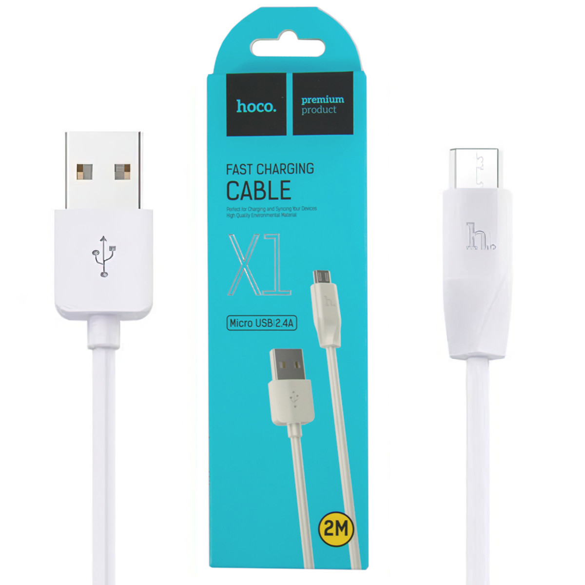 Кабель для заряджання "HOCO X1" Micro-USB 2m, 2,4А, мікро юсб шнур для заряджання телефонів