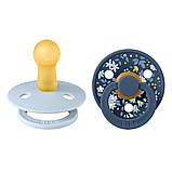 Пустушка BIBS x Liberty Latex Round – Chamomile Lawn Baby Blue/Steel Blue Mix (2шт в упаковці) 0-6мес., фото 2