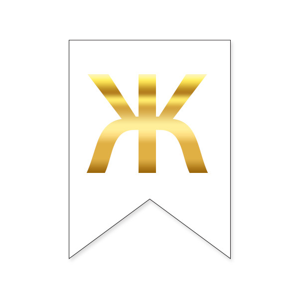 Букви на прапорці для будь-яких написів "Ж" золото на білому