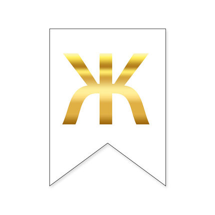 Букви на прапорці для будь-яких написів "Ж" золото на білому, фото 1