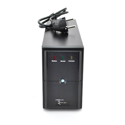 ДБЖ Ritar E-RTM500 (300W) ELF-L, LED, AVR, 2st, 2xSCHUKO socket, 1x12V7Ah, metal Case. Q4 (365*130*210) 4,8 кг, фото 1