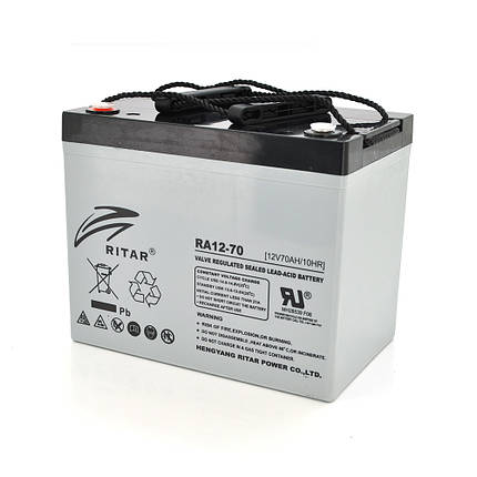 Акумуляторна батарея AGM RITAR RA12-70, Gray Case, 12V 70.0Ah ( 350 x 167 x 182 ) Q1, фото 1