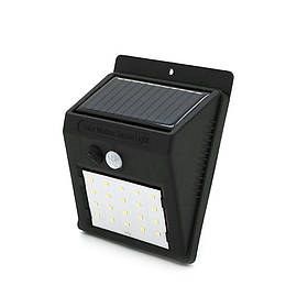 Вуличний ліхтар з сонячною панеллю 20 SMD LED, датчик руху, датчик освітленості, кріплення на стіну, Black,