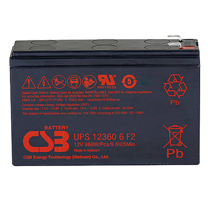 Акумуляторна батарея CSB UPS123606, 12V 6Ah (151х51х94мм), фото 1