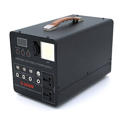 Портативний PowerBank S-500W, 220V/30A, 2*AC/220V+4*DC/12V+6*USB/5V, LED, Q2, фото 1