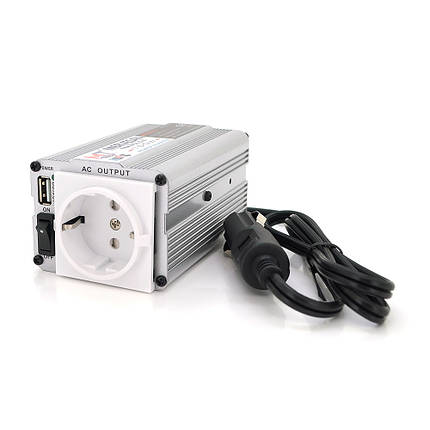 Інвертор напруги MSI-15012 ((150W)), 12/220V, approximated, 1Shuko, USB, клеми + затискачі, Box, Q24, фото 1