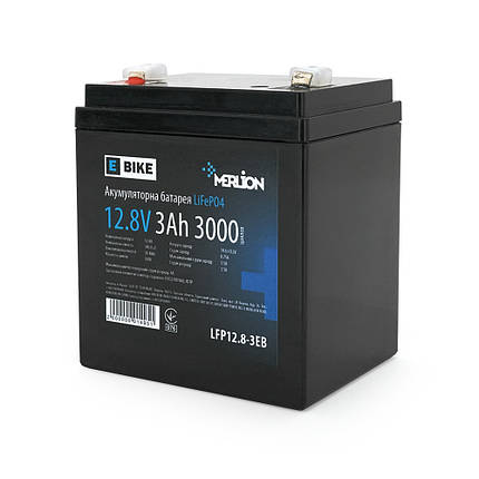 Літій-залізо-фосфатний акумулятор Merlion LiFePO4 12.8V 3AH (4S1P/BMS-5A), (90х70х101(107)) для, фото 1