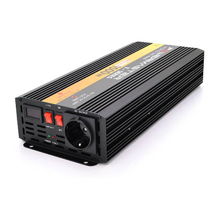 Інвертор напруги POWERMASTER-1500 (900Вт), 12/220V, approximated, 1 універсальна розетка, клем + крокодили,, фото 1