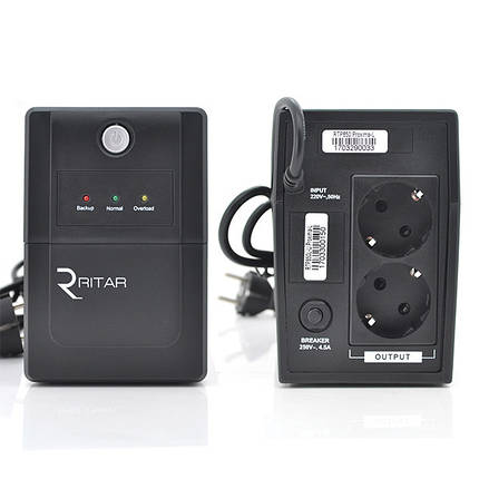ДБЖ Ritar RTP850 (510W) Proxima-L, LED, AVR, 2st, 2xSCHUKO socket, 1x12V9Ah, plastik Case. NEW!, фото 1