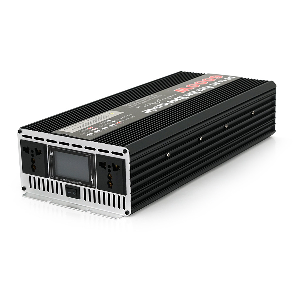Інвертор напруги YOSO з правильною синусоїдою, 6000W, 12/220V-3000W, 2 універсальні розетки, LED Display,