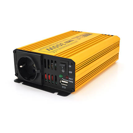 Інвертор напруги Mexxsun MXSPSW-300, 12V/220V, 300W з правільною синусоїдою, 1 Shuko, клемні дроти, Q8, фото 1