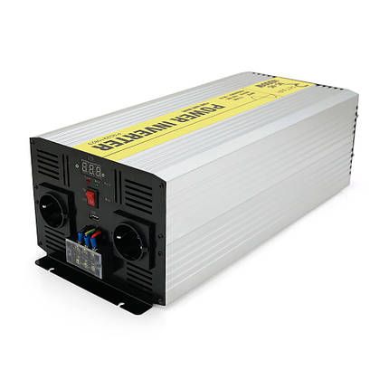 Інвертор напруги RITAR RSC-5000, 12V/220V, 5000W з правільною синусоїдою, 2xShuko, 1xUSB, клемні дроти, клемні, фото 1
