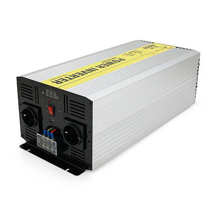 Інвертор напруги RITAR RSC-4000, 12V/220V, 4000W з правільною синусоїдою, 2xShuko, 1xUSB, клемні дроти, клемні, фото 1