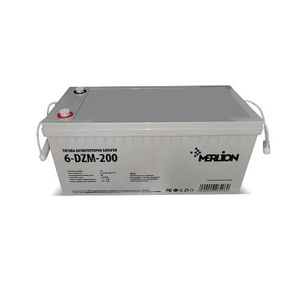 Тягова акумуляторна батарея AGM MERLION 6-DZM-200, 12 V 200 Ah М8, Q1, фото 1