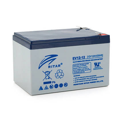 Тягова акумуляторна батарея RITAR EV12-12,12V 12Ah, F2 ( 151 х 99 х 97 ), Q4, фото 1