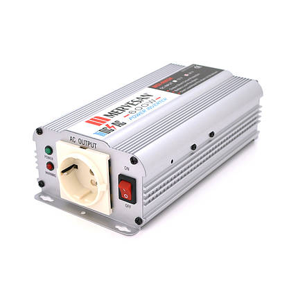 Інвертор напруги Mervesan MSI-60024, 24V/220V, 600W з модифікованою синусоїдою, 1 Shuko, затискачі, фото 1