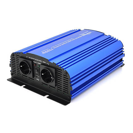 Інвертор напруги Tommatech MS-2500, 24V/220V, 2500W з апроксимованою синусоїдою, 2Shuko, USB, 2*клемні дроти,, фото 1
