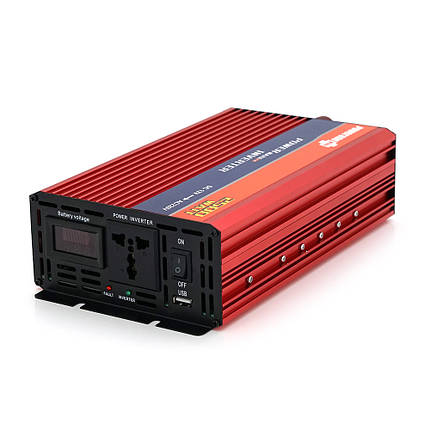 Інвертор напруги NV-2500 (1500Вт)+LCD, 12/220V, approximated, 1 універсальна розетка, клем, Box, фото 1