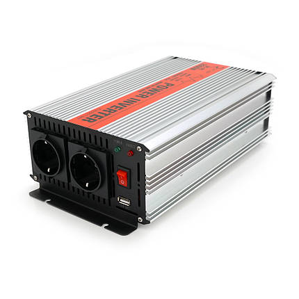 Інвертор напруги RITAR RSX-2000, 12V/220V, 2000W з апроксимувати синусоїдою, 2xShuko, 1xUSB, клемні дроти,, фото 1