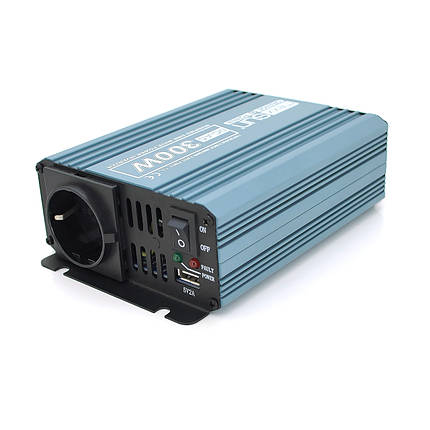 Інвертор напруги Mexxsun MXS-300, 12V/220V, 300W з модифікованою синусоїдою, 1 Shuko, клемні дроти, Q12, фото 1