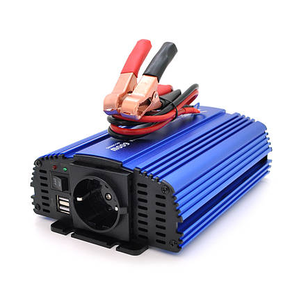 Інвертор напруги Tommatech MS-600, 12V/220V, 600W з апроксимованою синусоїдою, 1Shuko, USB, клемні дроти, АЗУ+, фото 1