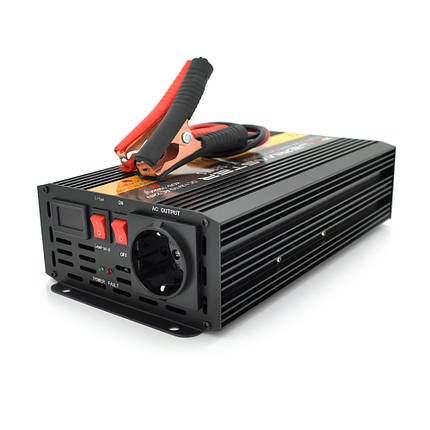 Інвертор напруги POWERMASTER, 24V/220V, 1200W з модифікованою синусоїдою, 1 Shuko, клеми, фото 1