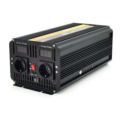 Інвертор напруги POWERMASTER, 24V/220V, 2500W з модифікованою синусоїдою, 2 Shuko, клеми, фото 1
