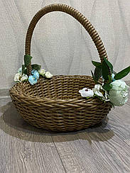 Великодній кошик зі штучного ротангу світле дерево 7л.