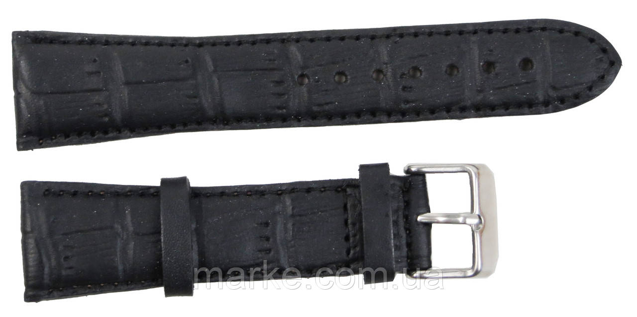 Шкіряний ремінь для годинника Mykhail Ikhtyar Ш22 мм чорний (mrk)