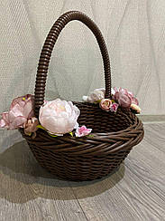 Великодній кошик зі штучного ротангу темне дерево 7л.