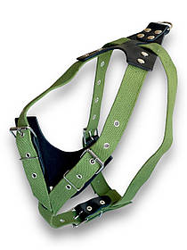 Шлея для собак брезентова. Брезентові шлеї для собак, зелена обхват шиї 44-74 см, обхват грудей 68-94 см, ширина 30 мм