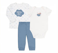 КОМПЛЕКТ інтерлок 3 пр. КП255  р.56 , рожевий, вишивка Блакитний