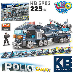 Конструктор KB 5902 (24шт) поліція, транспорт, 20в1, 225дет, фігурка, в кор-ці, 43-27-6,5см