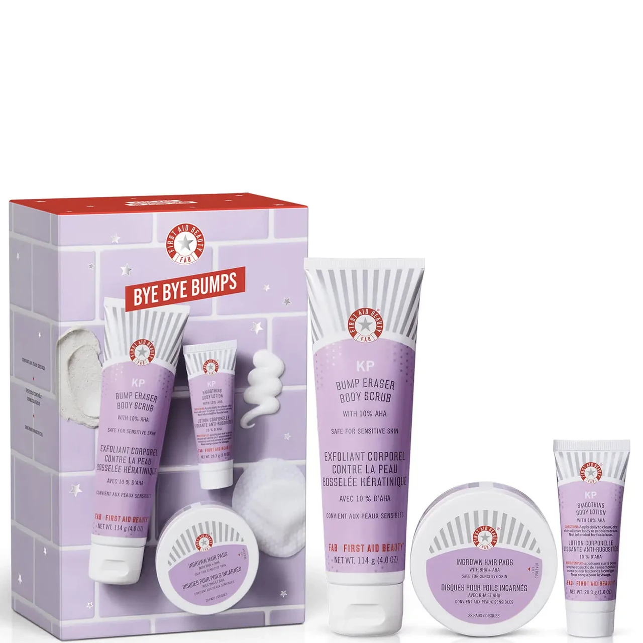 Набір для гладкої шкіри тіла First Aid Beauty Bye Bye Bumps Best of Body Kit (крем, скраб, відлущувальні диски)