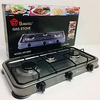 Газова настільна плита Domotec MS-6603 на три конфорки, таганок