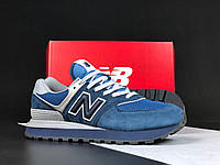 Мужские замшевые кроссовки "New Balance 574" Blue-Grey