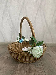 Великодній кошик зі штучного ротангу світло дерево 5л.
