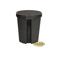 Пластикове відро з педаллю для сміття 11Л RAINDROP овальне, шоколад SNMZ, фото 2